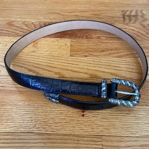 Brighton EUC Black Croc Embossed Belt